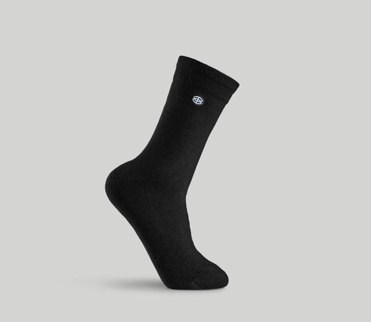 | BambusaMerinoull & bambusviskose sokk med terry, sort, 1 par | Bambusa